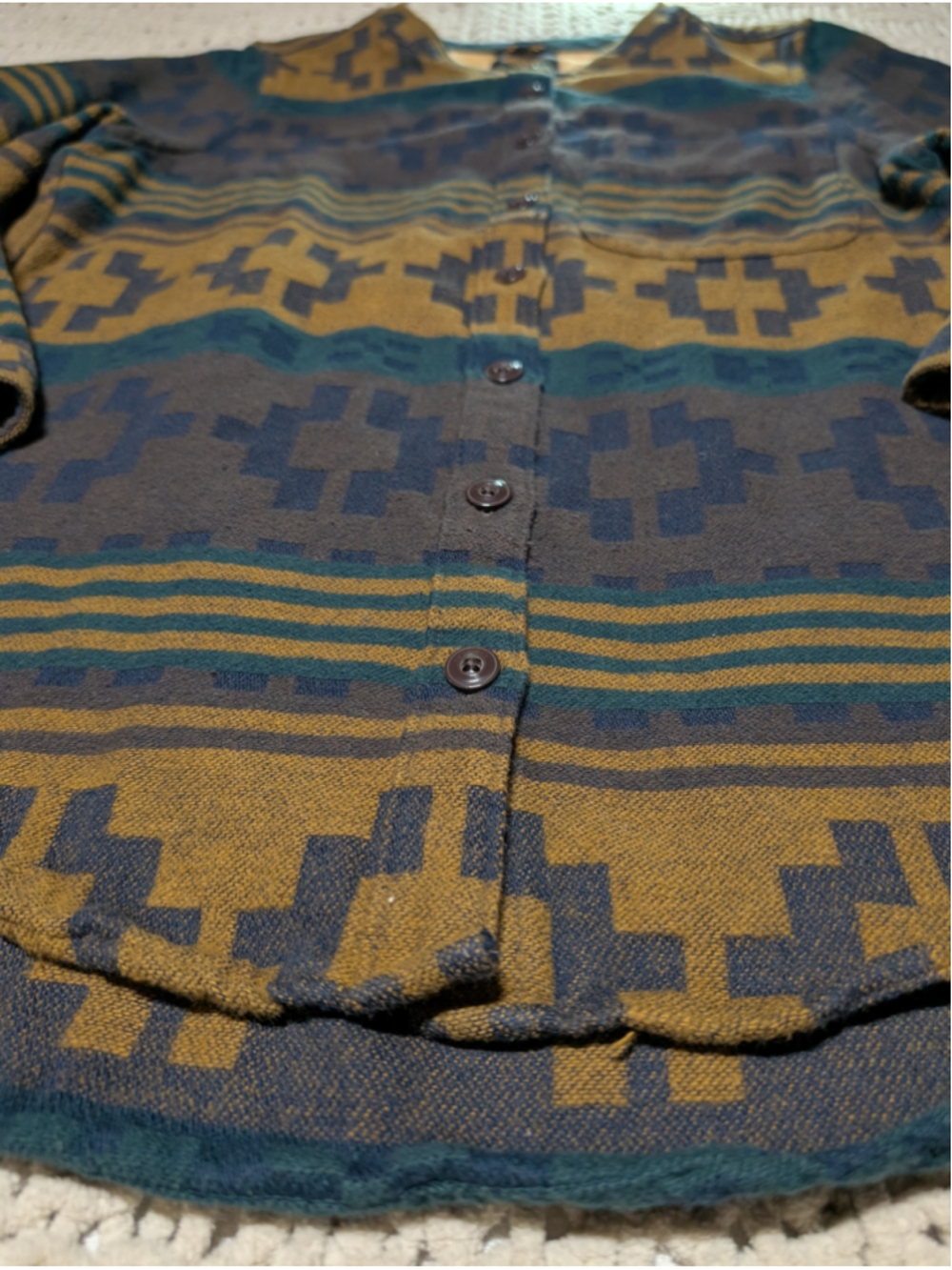 750 - L.L.Bean Signature geometric button front tunic shirt , women’s size Small - Picture 4 of 9